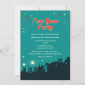 新年パーティーミッドセンチュリーモダンスタイル招待状 招待状 (正面)