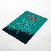 新年パーティーミッドセンチュリーモダンスタイル 箔招待状 (回転した状態)