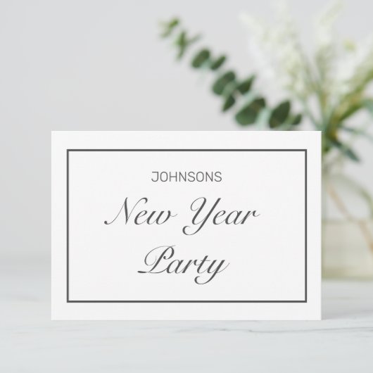 新年パーティーモダンミニマリスト白黒 出欠カード (スタンド正面)