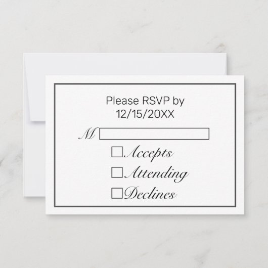 新年パーティーモダンミニマリスト白黒 出欠カード (裏面)