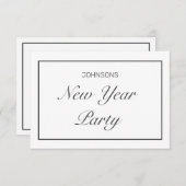 新年パーティーモダンミニマリスト白黒 出欠カード (正面/裏面)