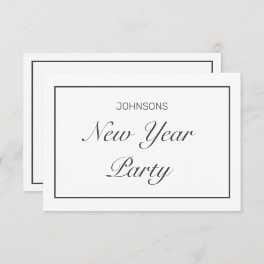 新年パーティーモダンミニマリスト白黒 出欠カード (正面/裏面)