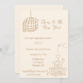 新年パーティー招待状手書き落書き 案内状 (正面/裏面)