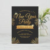新年パーティー金ゴールド雪片招待状 招待状 (スタンド正面)