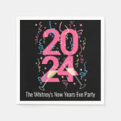 新年パーティー2024シャンパンストリーマーカスタムズ スタンダードカクテルナプキン (正面)