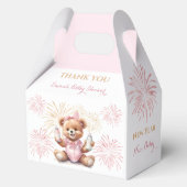 新年ピンクの女の子ベビーシャワー中切り妻 フェイバーボックス (裏面)