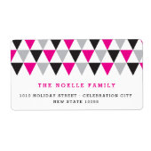 新年ピンクの幾何学的な三角形の休日アドレス ラベル (正面)