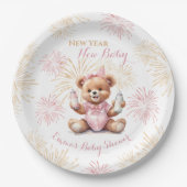 新年ピンクガール赤ちゃんシャワー紙プレート ペーパープレート (正面)
