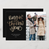 新年フェイクなホイルの休日の写真カードのリング シーズンカード (正面/裏面)