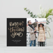 新年フェイクなホイルの休日の写真カードのリング シーズンカード (スタンド正面)
