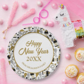 新年フェイクグリッターパーソナライズド ペーパープレート (パーティー)