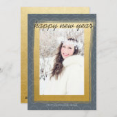 新年フェイク金ゴールドパーソナライズされた シーズンカード (正面/裏面)