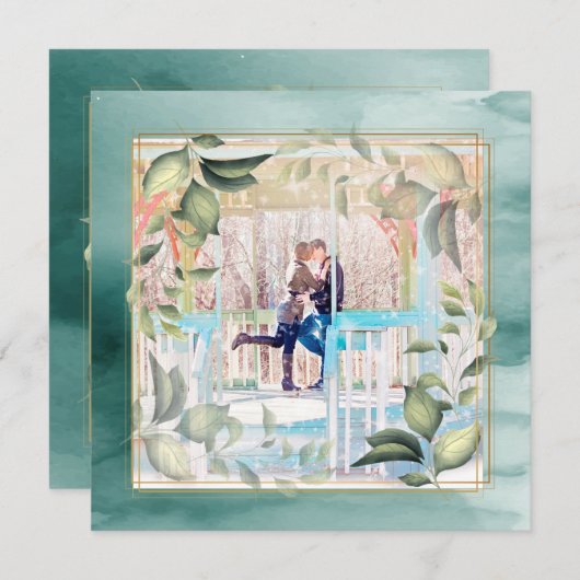 新年フォトボホボタニカルウォーター色ロマンチック シーズンカード (正面/裏面)