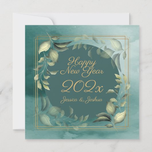 新年フォトボホボタニカルウォーター色ロマンチック シーズンカード (裏面)