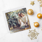 新年ブラック&ホワイトプレイド1写真金ゴールドスクリプト ノートカード