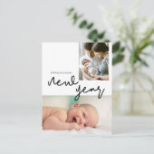 新年ベビー発表誕生写真モダン写真 ポストカード (スタンド正面)