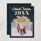 新年ホライズンお祝いデザインミッドナイトブルー シーズンカード (正面/裏面)