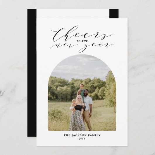 新年ミニマルの写真の応援 シーズンカード (正面/裏面)