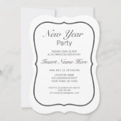 新年ミニマルモダンリストホワイトブラック 招待状 (正面)
