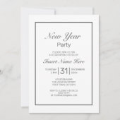 新年ミニマルモダンリストホワイトブラック 招待状 (正面)