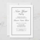 新年ミニマルモダンリストホワイトブラック 招待状 (正面)
