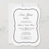 新年ミニマルモダンリストホワイトブラック 招待状 (正面)