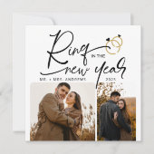 新年ミニマル婚約のリングや輪 シーズンカード (正面)