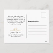 新年ミニマル婚約のリングや輪 シーズンポストカード (裏面)