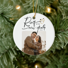 新年ミニマル婚約のリングや輪 セラミックオーナメント