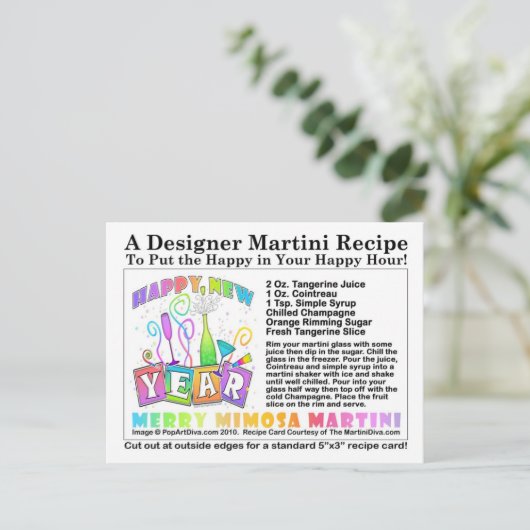 新年ミモサマルティメリーニレシピはがき ポストカード (スタンド正面)