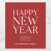 新年モダンおめでとう飲食物ラベルセット ワインラベル (シングルラベル)