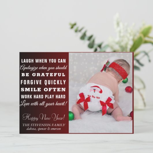 新年モダンおめでとう |写真感動的引用文 シーズンカード (スタンド正面)