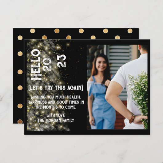 新年モダンのカスタム休日の写真ポストカード ポストカード (正面/裏面)