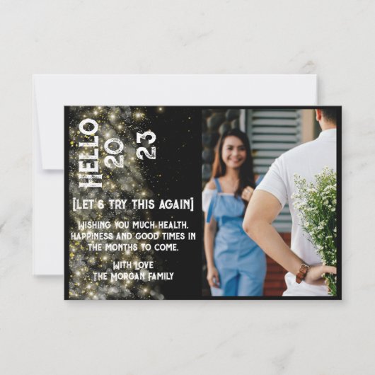 新年モダンのカスタム休日の写真感謝していカード サンキューカード (正面)