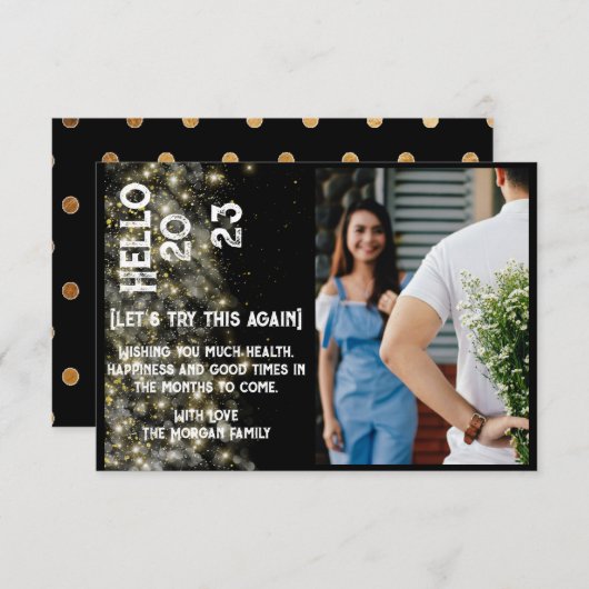 新年モダンのカスタム休日の写真感謝していカード サンキューカード (正面/裏面)