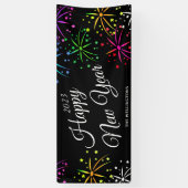 新年モダンのカラフル花火パーティー 横断幕 (縦)