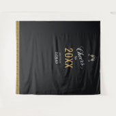 新年モダンのビジネスロゴ黒い写真の背景 タペストリー (正面(横))