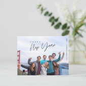 新年モダンの挨拶と幸せな家族写真 ポストカード (スタンド正面)