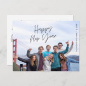 新年モダンの挨拶、ハッピーファミリーフォトポスト ポストカード (正面/裏面)