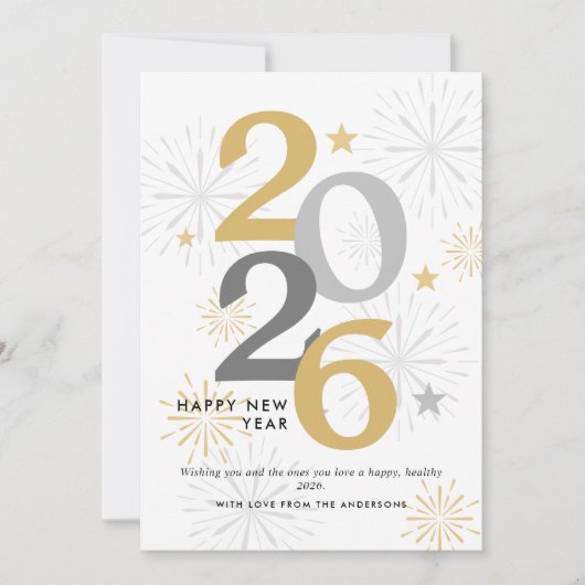 新年モダンの花火と写真 シーズンカード (正面)