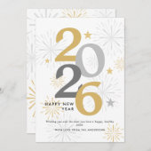 新年モダンの花火と写真 シーズンカード (正面/裏面)