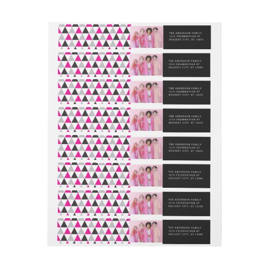 新年モダン幾何三角形フォトホリデー ラップアラウンドラベル (シート)