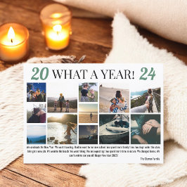 新年レビュー12枚の写真コラージンググリッドグリーン シーズンカード