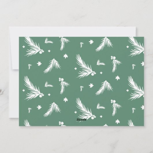 新年レビュー12枚の写真コラージンググリッドグリーン シーズンカード (裏面)