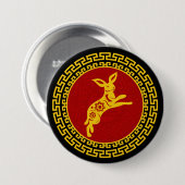 新年中国のうさぎオーナメントボタン 缶バッジ (正面&裏面)