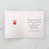 新年中国のうさぎ書道レッドランタン カード (内部)