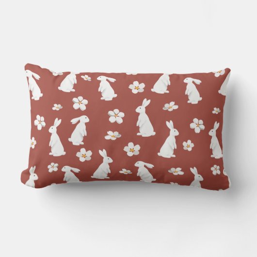 新年中国のうさぎ模様 ランバークッション (正面)