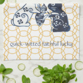 新年中国のうさぎ〔占星術の〕十二宮図動ミニマル物 キッチンタオル (折り畳み)