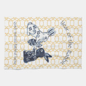 新年中国のうさぎ〔占星術の〕十二宮図動ミニマル物 キッチンタオル (横)