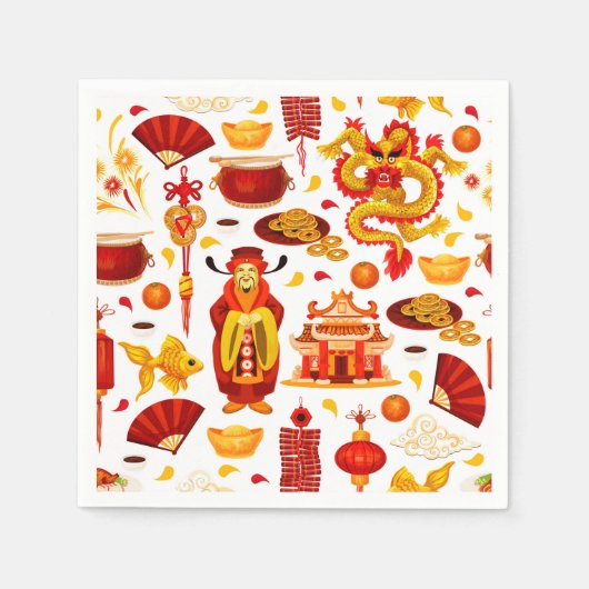 新年中国のおめでとう スタンダードカクテルナプキン (正面)
